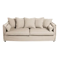 Sofá de 3 plazas beige con cojines 210x104x69cm Clau&Chloe