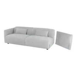 Sofá de 3 plazas de chenilla gris Ezra 216x88x70cm