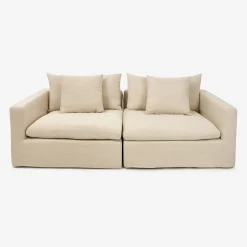 Sofá de 3 plazas de lino beige Aiden 220x110x80 Clau&Chloe