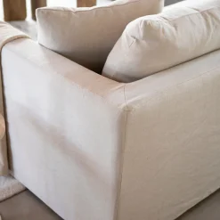 Sofá de 3 plazas de lino beige Aiden 220x110x80 Clau&Chloe