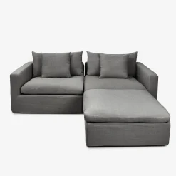 Sofá de 3 plazas de lino gris Aiden 220x110x80cm Clau&Chloe