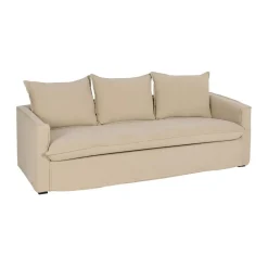 Sofá de 3 plazas de lino y algodón beige Bristol 220x95x90cm
