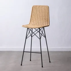 Taburete alto de ratán sintético y metal 45x41x113cm
