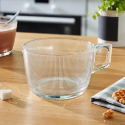 Taza jumbo de vidrio transparente Stria 50c