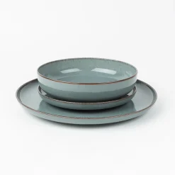 Vajilla de 12 piezas de porcelana azul Olite