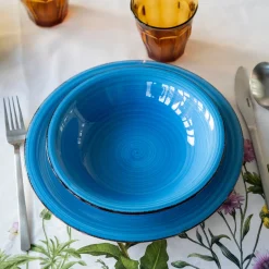 Vajilla de porcelana de 18 piezas de gres azul Vita