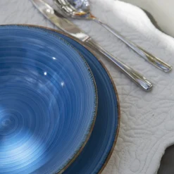 Vajilla de porcelana de 18 piezas de gres azul Vita