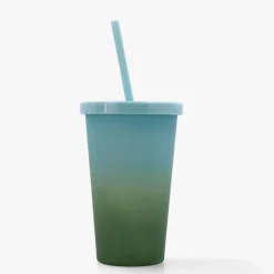 Vaso de plastico con pajita 47,5cl Tera