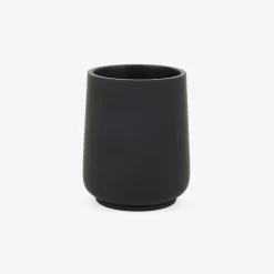 Vaso portacepillos de poliresina negro Carbon Ø8x10cm