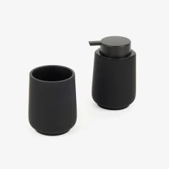 Vaso portacepillos de poliresina negro Carbon Ø8x10cm