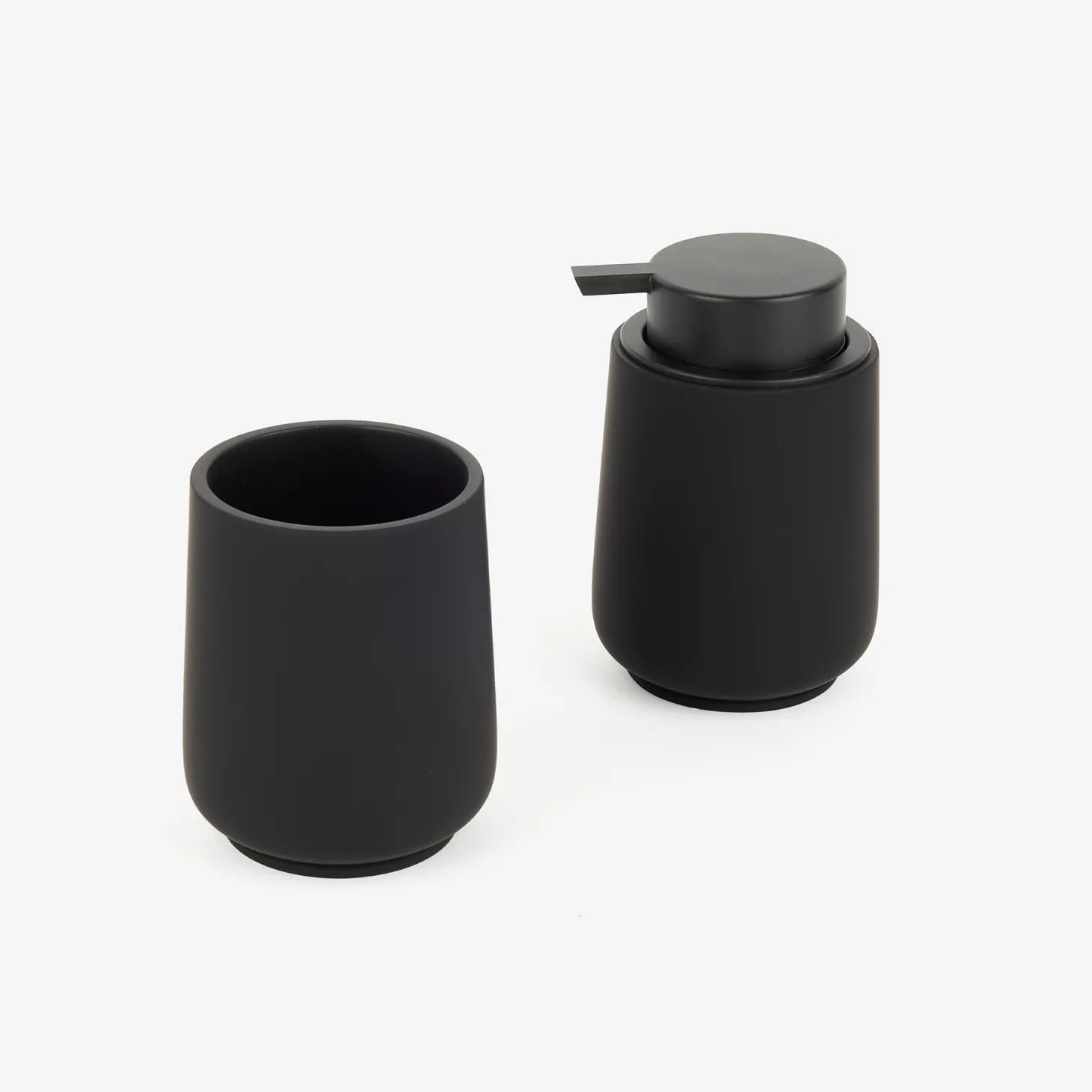 Vaso portacepillos de poliresina negro Carbon Ø8x10cm