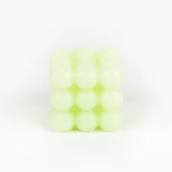 Vela decorativa verde Cubic 6x6cm