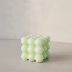 Vela decorativa verde Cubic 6x6cm