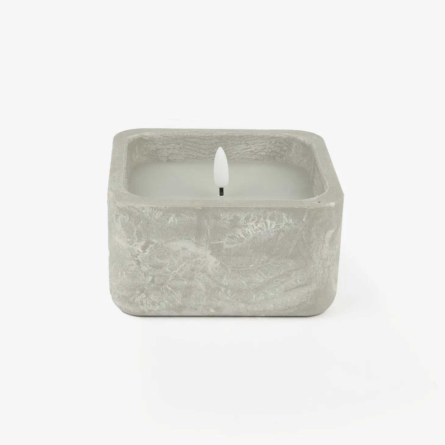 Vela LED en tarro de hormigón gris 13x13x7cm