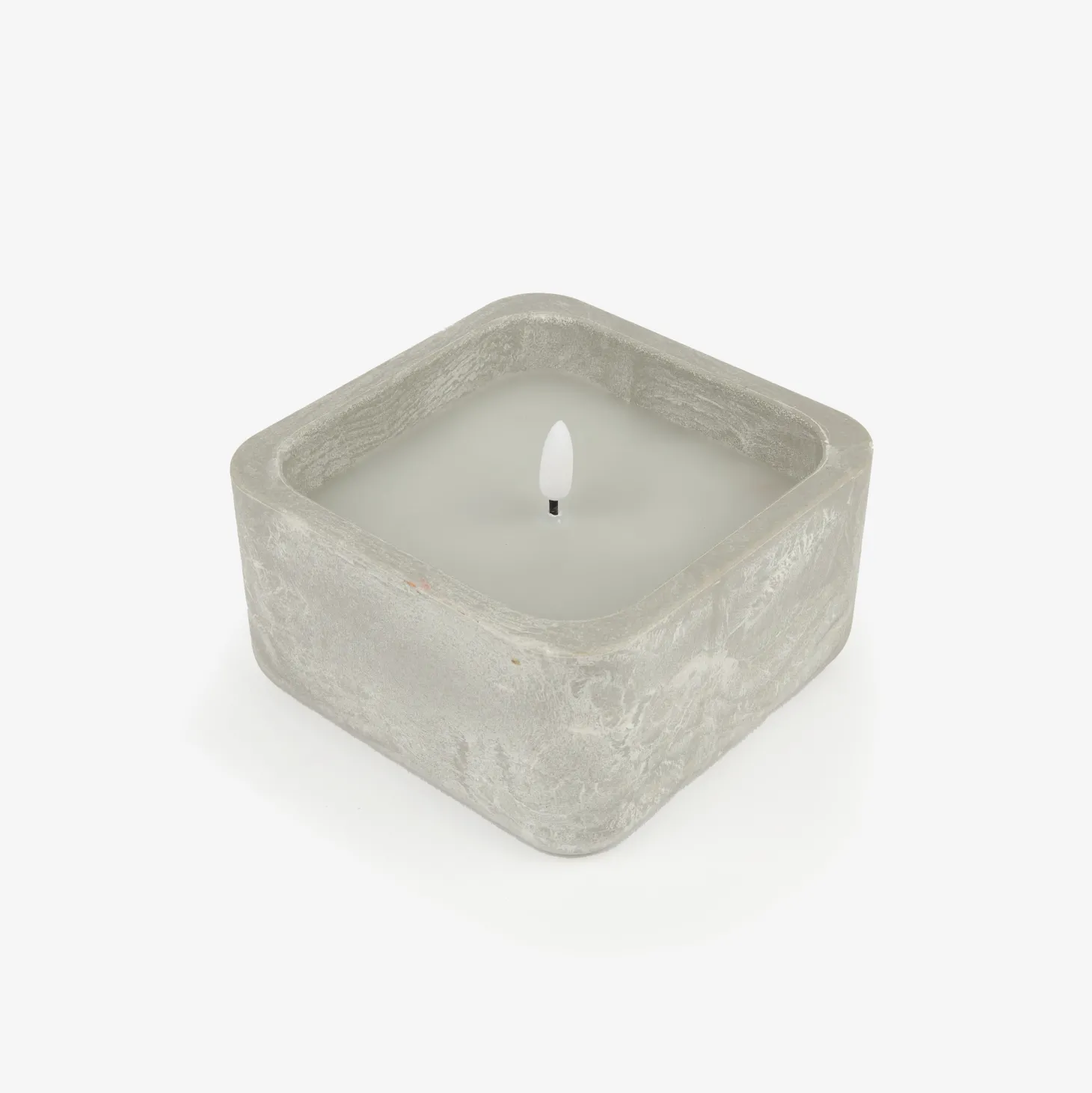 Vela LED en tarro de hormigón gris 13x13x7cm